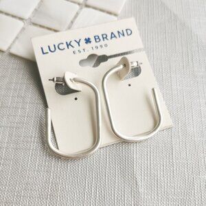 Lucky Brand Silver Hoop Earrings Minimalist Chic Jewelry Trendy Fashion